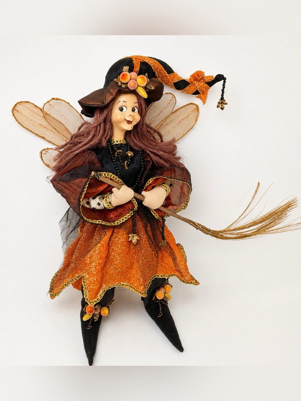 Show Stoppers Halloween Fairy Witch Doll Porcelain Head Posable 16” Vintage